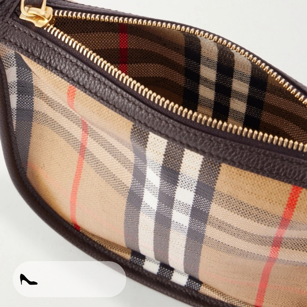 BURBERRY Leather trimmed  coated canvas shoulder bag Sand Color - Picture 12 of 16